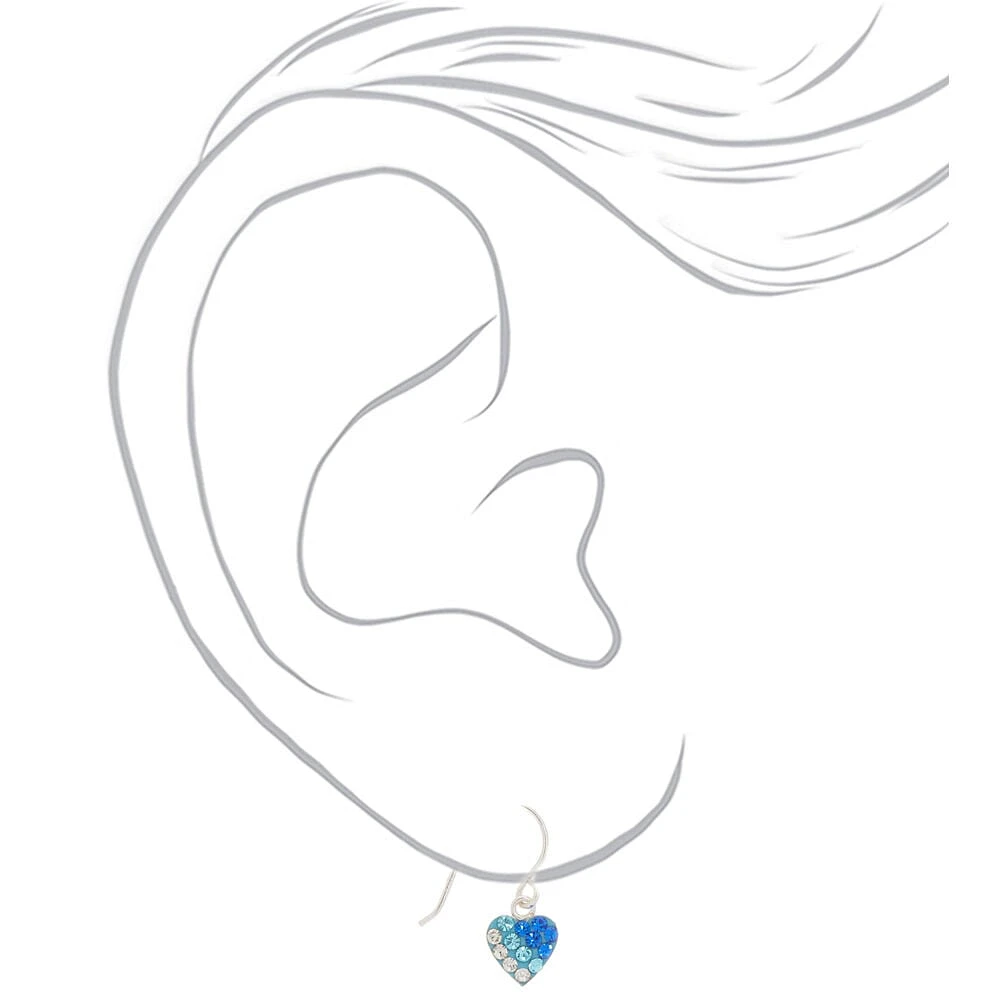 Sterling Silver Blue Ombré Heart Drop Earrings