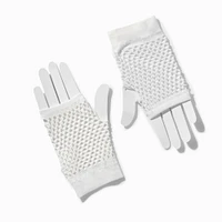 White Fishnet Fingerless Gloves