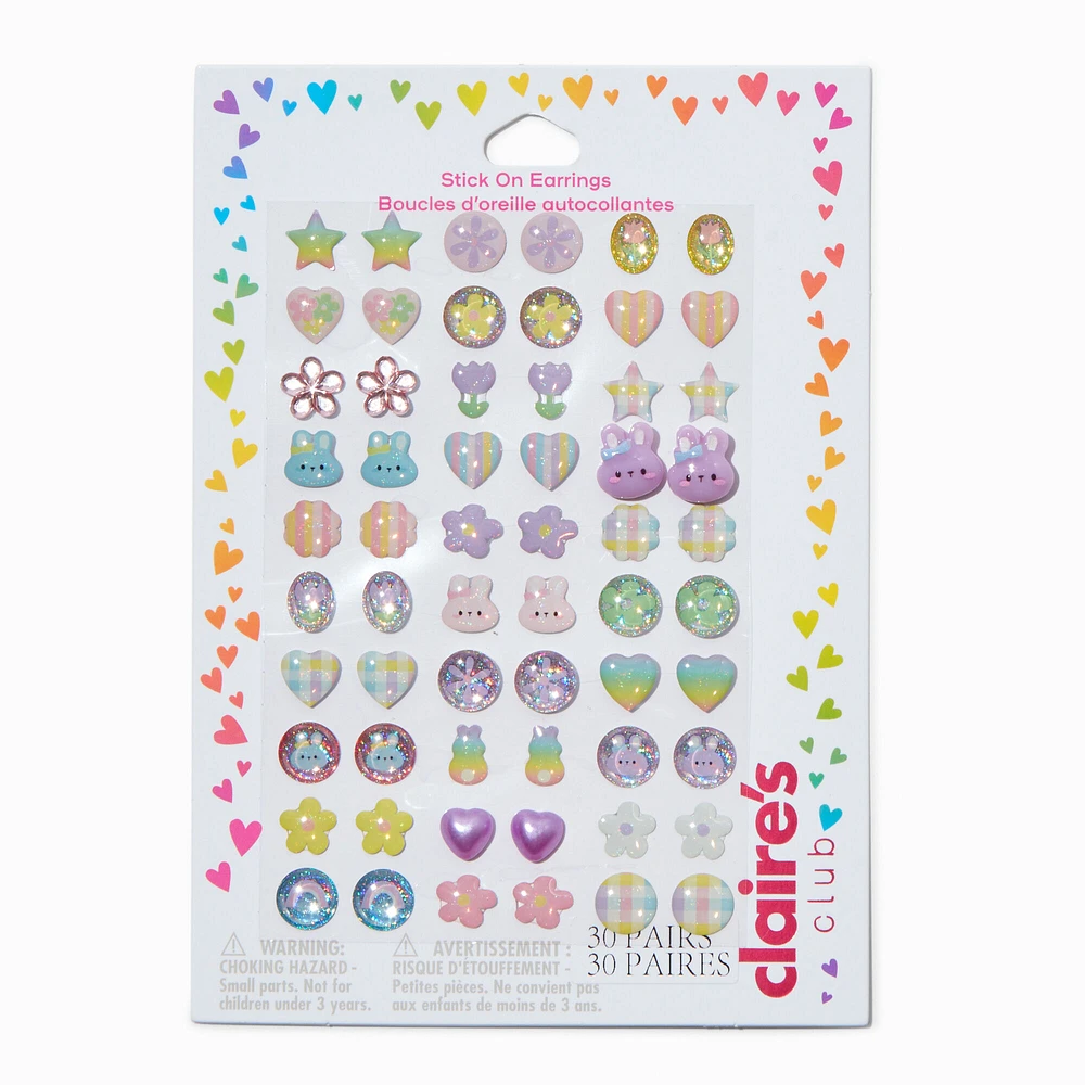 Claire's Club Pastel Bloom Stick On Earrings - 30 Pack