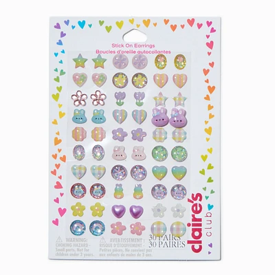 Claire's Club Pastel Bloom Stick On Earrings - 30 Pack