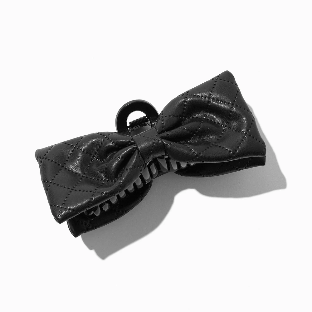 Black Quilted Bow Hair Claw