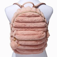 Blush Pink Furry Small Backpack