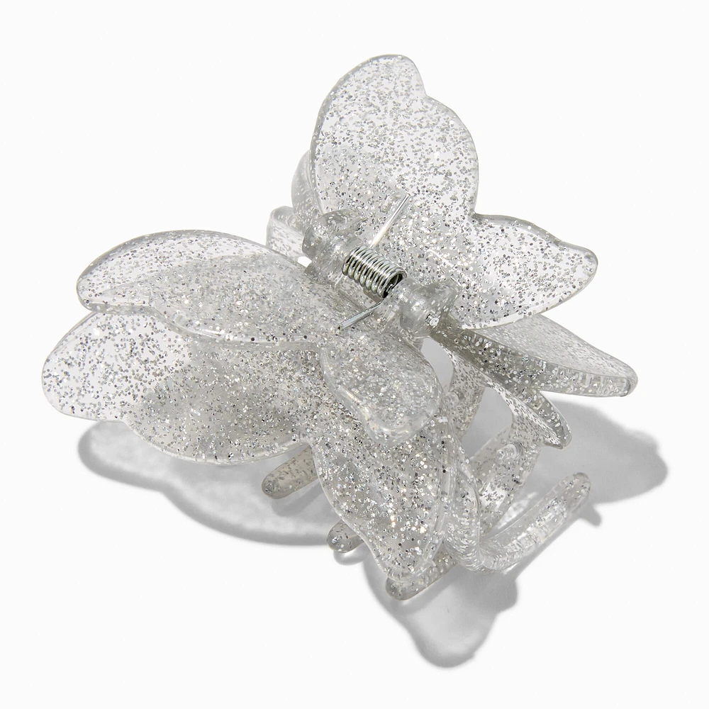 Silver Glitter Butterfly Hair Claw