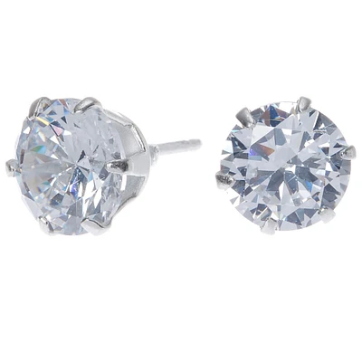 C LUXE by Claire's Sterling Silver Cubic Zirconia 8MM Round Stud Earrings