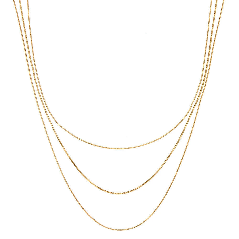 Gold Snake Chain Multi Strand Chain Necklace