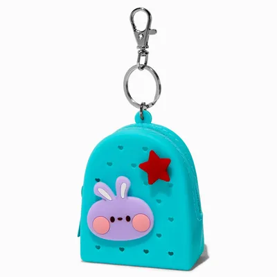 Blue Silicone Mini Backpack Keychain