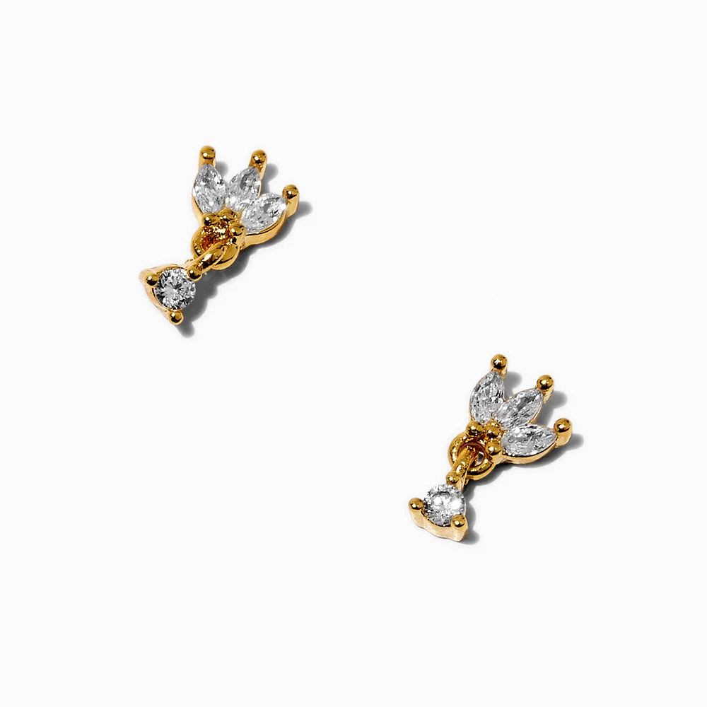 C LUXE by Claire's 18k Gold Plated Cubic Zirconia Flower Drop Earrings