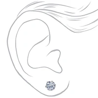 C LUXE by Claire's Sterling Silver Cubic Zirconia 8MM Round Stud Earrings