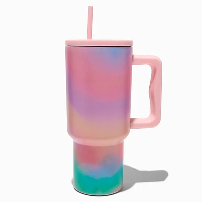 Pink Ombré Stainless Steel Handled Tumbler