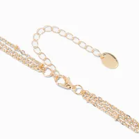 Gold Stick Multi-Strand Chain Necklace