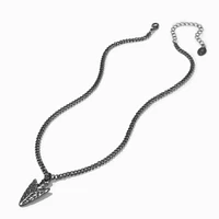 Hematite Hammered Arrowhead Pendant Necklace