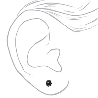 Black Cubic Zirconia 4mm Square Stud Earrings