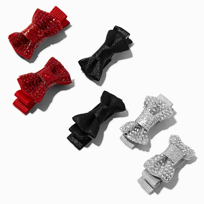 Claire's Club Holiday Velvet Bling Mini Bow Hair Clips - 6 Pack