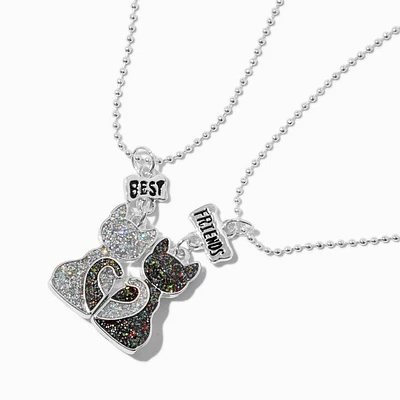 Best Friends Glitter Kitty Cat Pendant Necklaces - 2 Pack