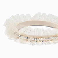 Ivory Glitter Tulle & Pearl Headband