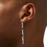 Emerald Green Baguette Crystal Column 3" Drop Earrings