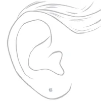 Silver Cubic Zirconia Round Stud Earrings - 4MM