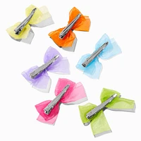 Bright Sheer Hair Bow Clips - 6 Pack