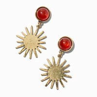 Gold-tone Sunburst 2" Drop Earrings