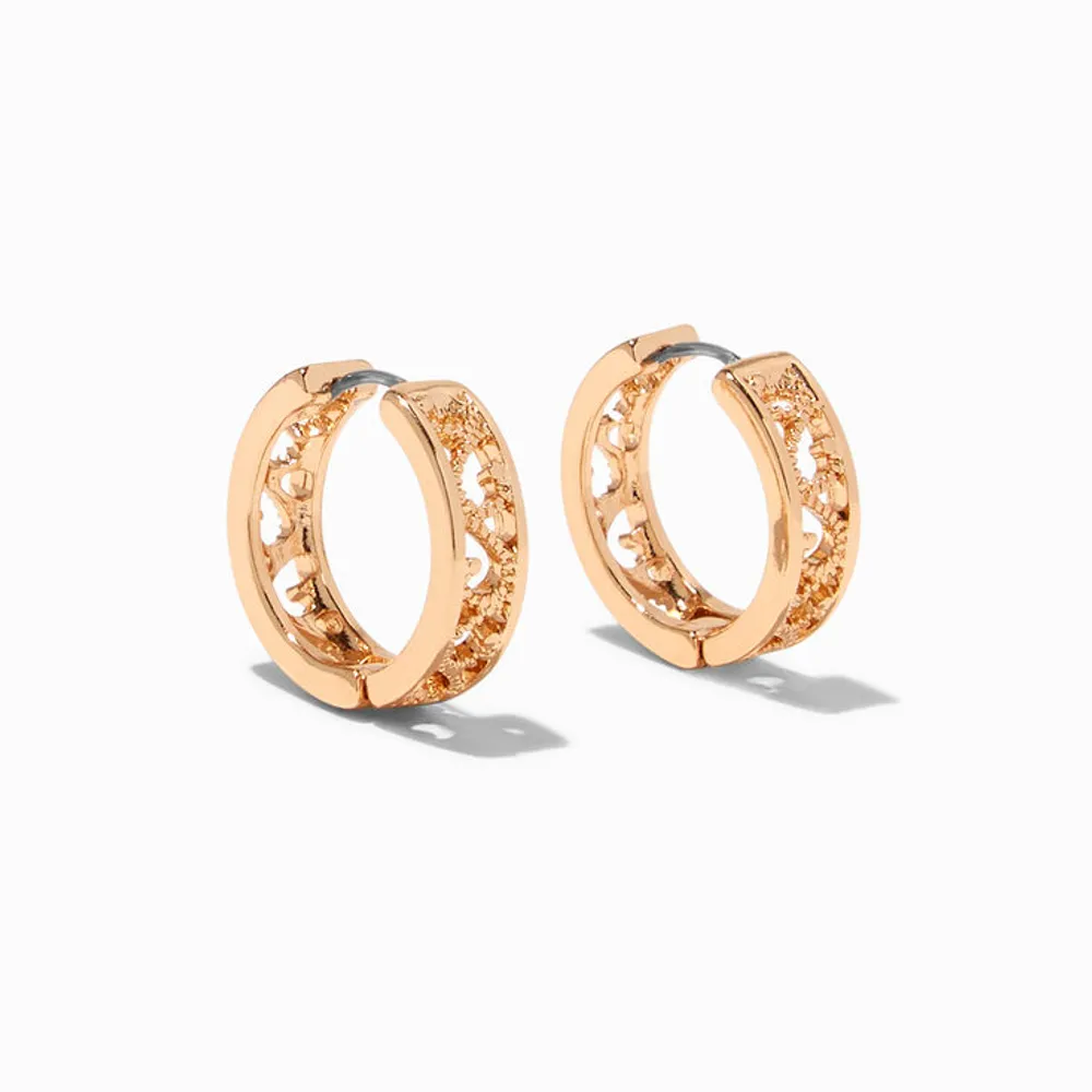 Gold 20MM Filigree Clicker Hoop Earrings