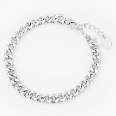 Silver Chunky Curb Chain Link Bracelet