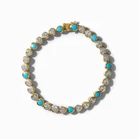 C LUXE by Claire's 18k Yellow Gold Plated Cubic Zirconia Turquoise Heart Tennis Bracelet