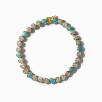 C LUXE by Claire's 18k Yellow Gold Plated Cubic Zirconia Turquoise Heart Tennis Bracelet