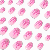 Pink Flame Stiletto Press On Vegan Faux Nail Set - 24 Pack