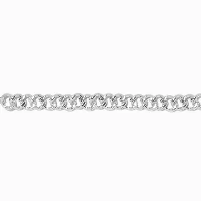 Silver-tone Flat Curb Chain Choker Necklace