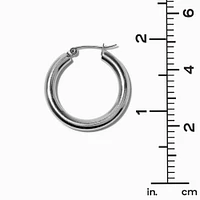 Silver-tone Stainless Steel 4MM Huggie Hoop Earrings