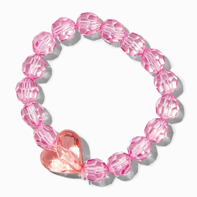 Claire's Club Pink Heart Beaded Stretch Bracelet