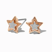 Mixed Metal Star Stud Earrings