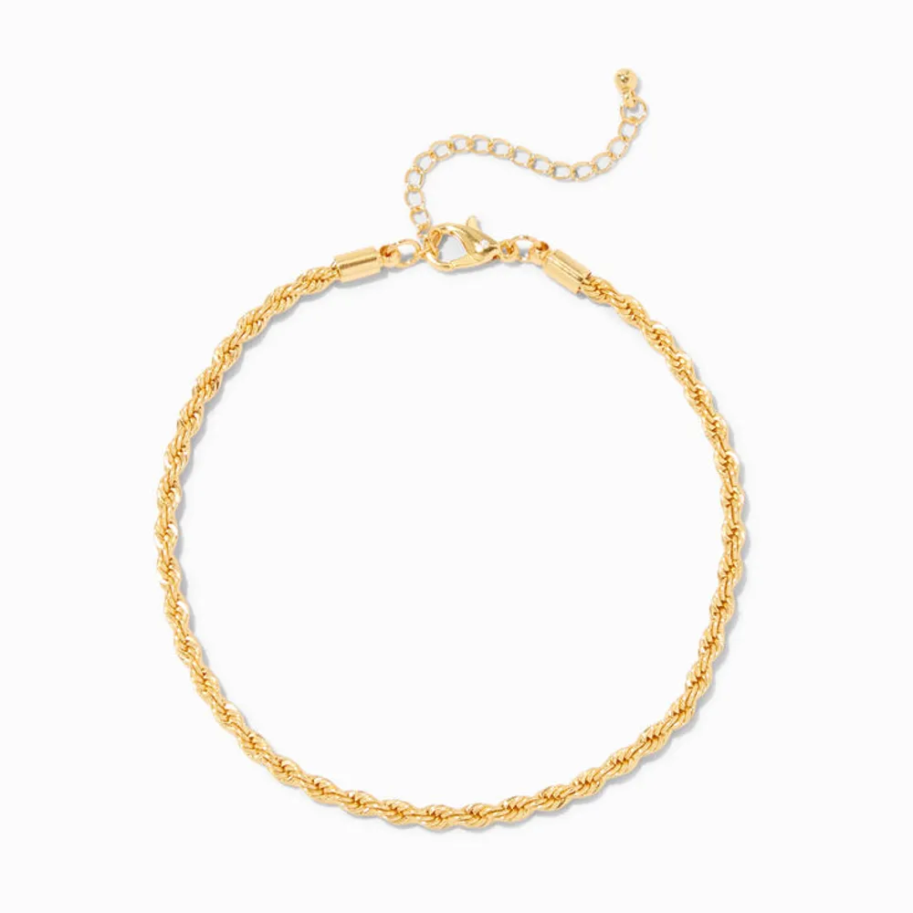 C LUXE by Claire's 18k Yellow Gold Plated Woven Rope Chain Anklet