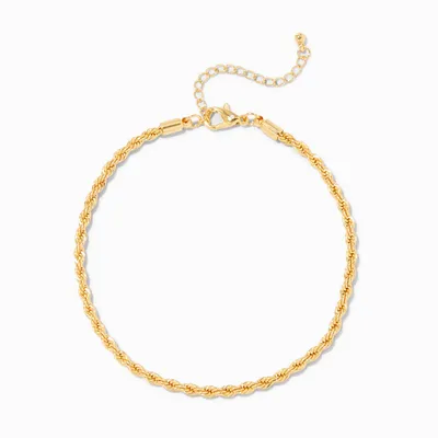 C LUXE by Claire's 18k Yellow Gold Plated Woven Rope Chain Anklet