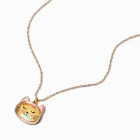 Gold-tone Cat Shaker Pendant Necklace