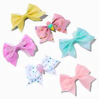Claire's Club Quirky Pastel Hair Bow Clips - 6 Pack