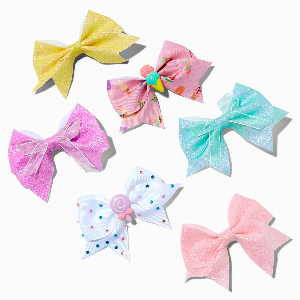 Claire's Club Quirky Pastel Hair Bow Clips - 6 Pack