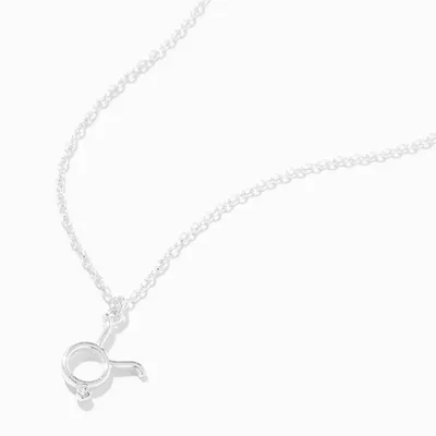 Silver Crystal Zodiac Symbol Pendant Necklace - Taurus