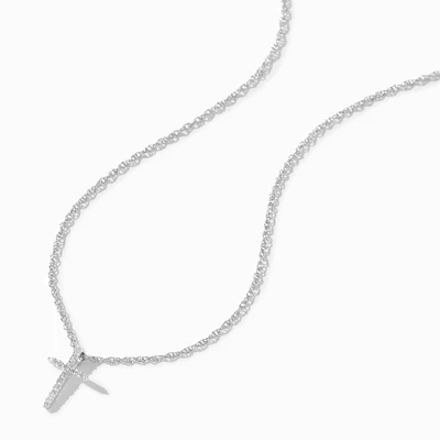 C LUXE by Claire's Sterling Silver 1/20 ct. tw. Lab Grown Diamond Cross Pendant Necklace