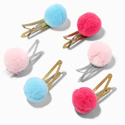 Claire's Pastel Pom Pom Snap Hair Clips - 6 Pack | Metropolis at Metrotown