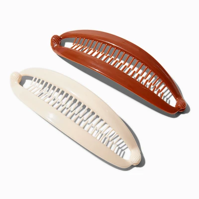 Brown & Ivory Banana Clip Hair Claws - 2 Pack