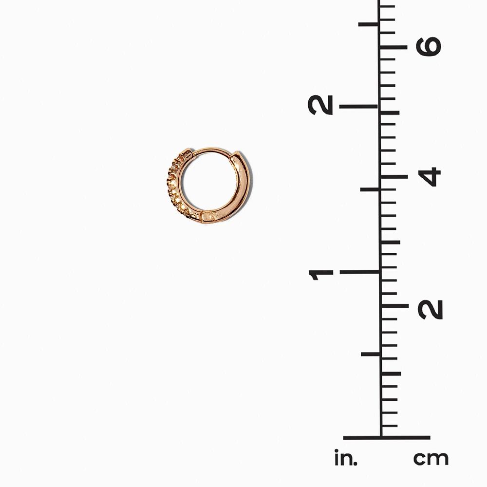 Gold-tone Cubic Zirconia 10mm Stacked Huggie Hoop Earrings