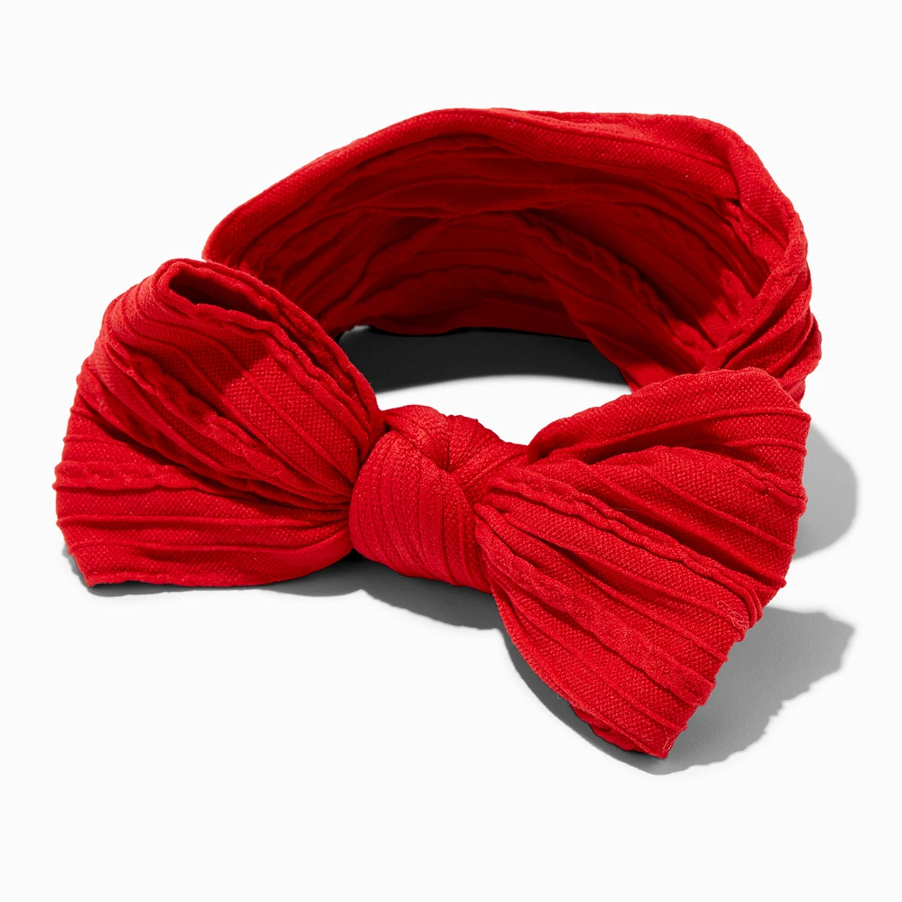 Claire's Club Nylon Ribbed Bow Headwrap