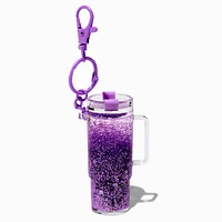 Purple Tumbler Water-Filled Glitter Keychain
