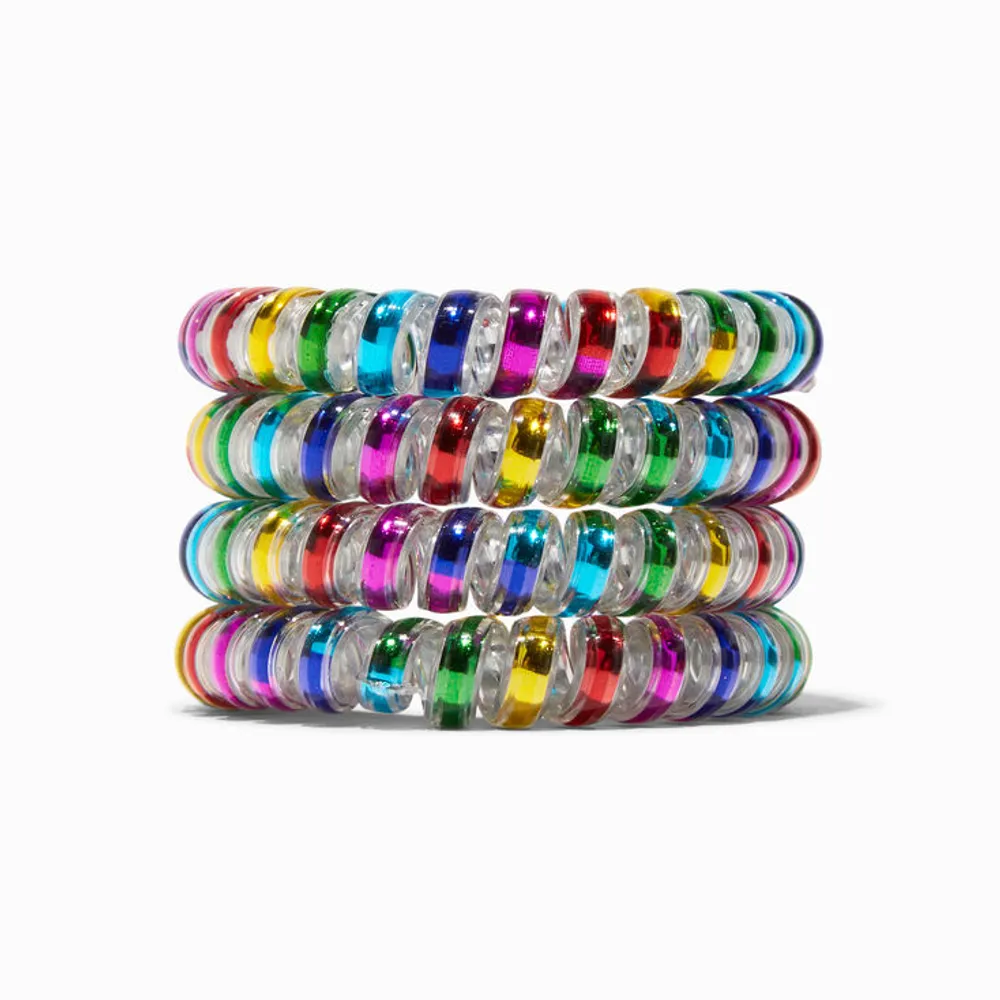 Iridescent Brights Spiral Hair Ties - 4 Pack