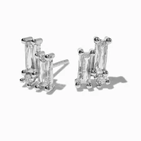 Cubic Zirconia Double Rectangle Stud Earrings