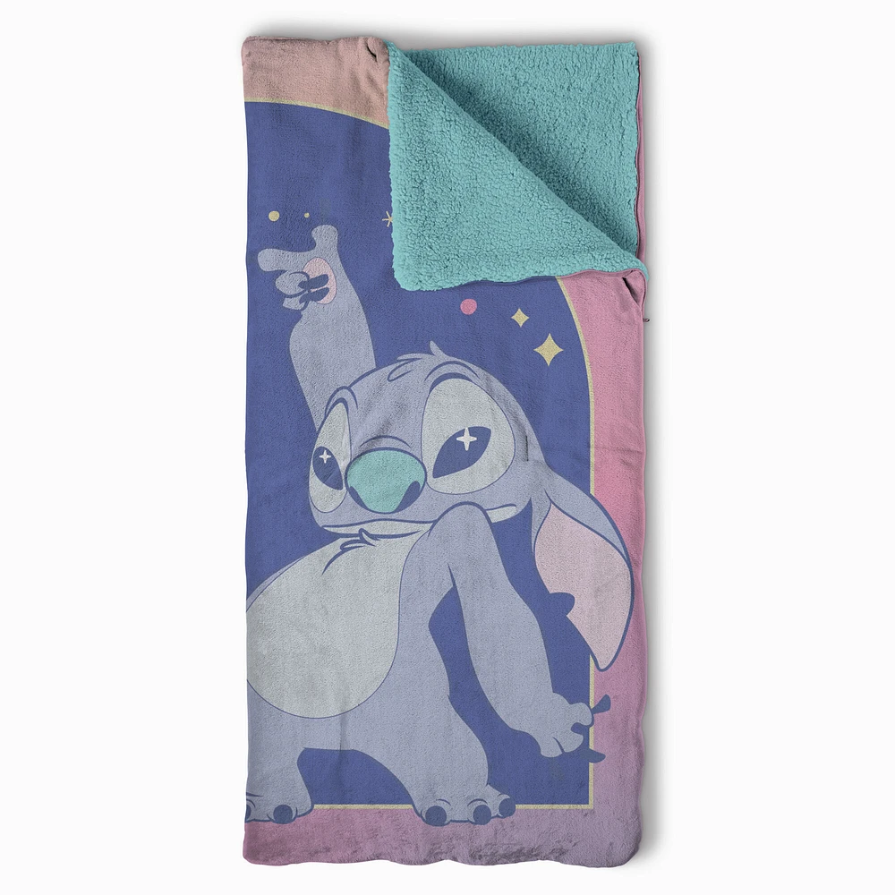 Disney Stitch Weird Alien Silk Touch Throw Blanket Sherpa Slumber Bag (ds)