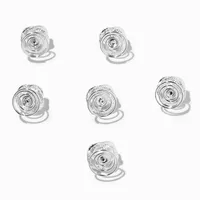 Pearl & Crystal Halo Hair Spinners - 6 Pack