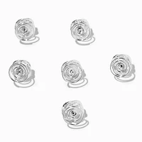 Pearl & Crystal Halo Hair Spinners - 6 Pack