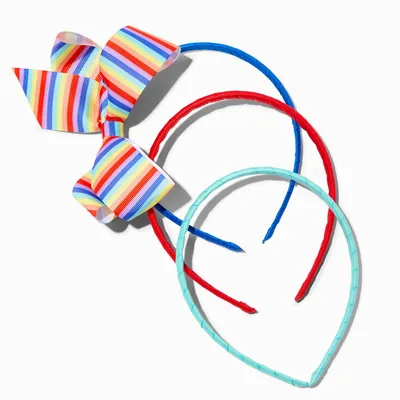 Claire's Club Rainbow Stripe Loopy Bow Headbands - 3 Pack